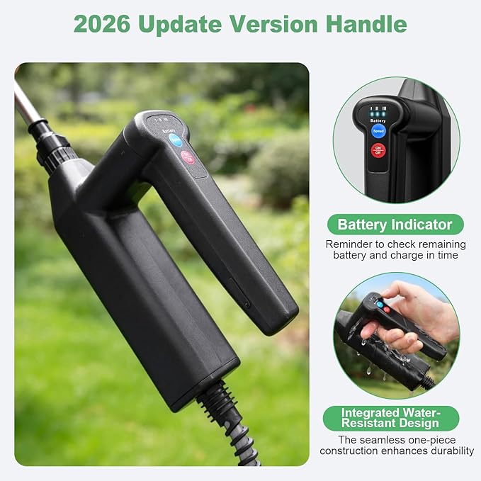 SideKing Battery Powered Sprayer 1.35 Gallon, 3 Adjustable Pressure Electric Weed Sprayer with Battery Indicator, Telescopic Wand & 4 Nozzles, Rechargeable Garden Sprayer for Lawn, Yard & Pest Control
