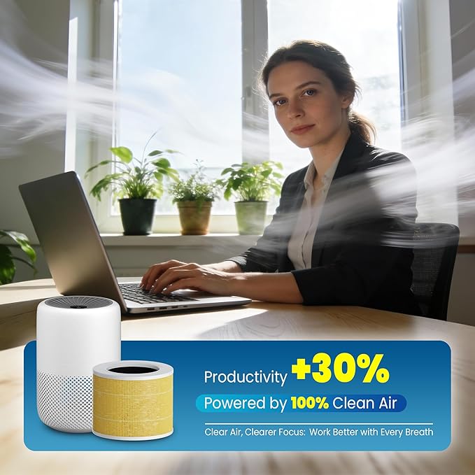 Core Mini Replacement Filter Compatible with LEVOIT Core mini-P Air Purifier, 3-in-1 Great High-Efficiency Materials With Activated Carbon,Core Mini-RF,2 Filter & 10 Fragrance Sponge，Yellow