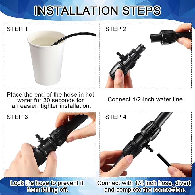 Glooglitter 40 Pcs 1/2" Tubing Irrigation Fittings Kit 1/2 ID x 0.6-0.63 OD 16 mm Drip Irrigation Barbed Connectors Include 6 Switch Valves 18 Barbed Tee 8 Ends 4 Adapters 4 Elbows (Black and Blue)