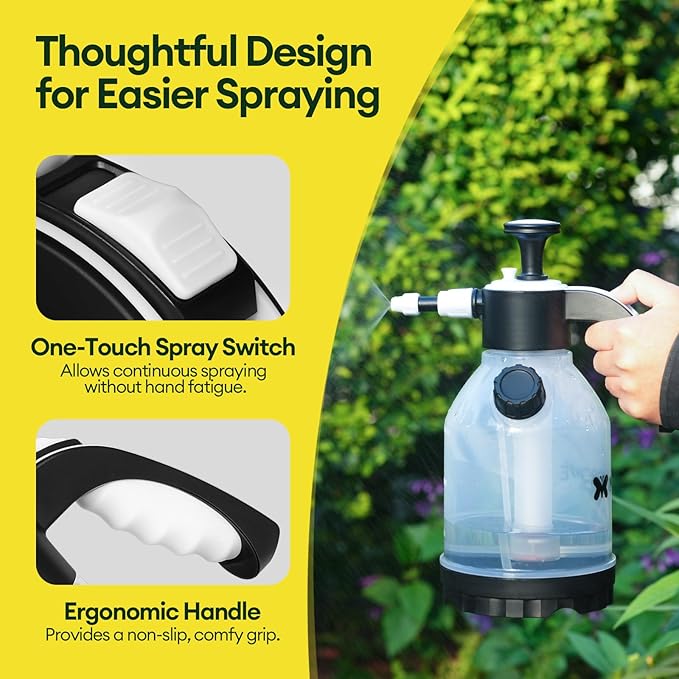 MAYGROVE 0.4 Gal Pump Sprayer, Hand Water Spray Bottle for Indoor Plant, Clear Plant Sprayer with Side Filling Port, Measuring Cup, Adjustable Nozzles, Safe Pressure Relief Valve