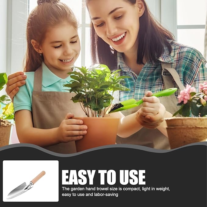 UPKOCH 2pcs Stainless Steel Garden Trowel Hand Shovels with Wooden Handle, Transplanting and Planting Shovel Tools for Outdoor Gardening and Vegetable Soil Digging