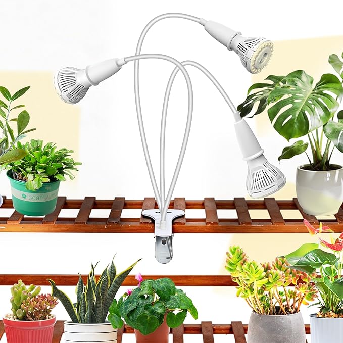 Grow Lights for Indoor Plants, LED 30 W Full Spectrum Bulb Replaceable Plant Light, 450 W Equivalent Clip on Grow Light with Optical Lens for Indoor Growing, Lifetime Free Bulb Replacement