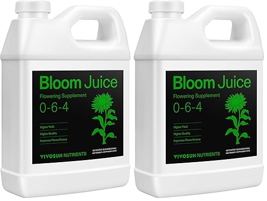 VIVOSUN Bloom Juice (0-6-4), Flowering Supplement Liquid Fertilizer for Flowering Stage, Concentrated Plant Food for All Flowering Plants, 32 Ounces/1 Quart (Pack of 2)