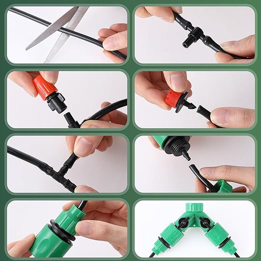 VIHOSE 328 FT Drip Irrigation System Kit 1/4" Blank Distribution Tubing Automatic Garden Watering Sprinkler System Sprinkler Kit for Garden Raised Bed Greenhouse Yard Lawn Plant Misting System