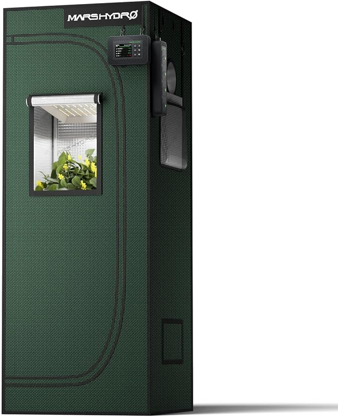 MARS HYDRO 2x2x5 Grow Tent Pro, 24"x24"x63" 2000D Thickened Polyester Canvas & High Reflective Mylar, Larger Observation Window, Controller & Socket Hanger,for TS600/FC1500/TS1000 Indoor Plant Growing