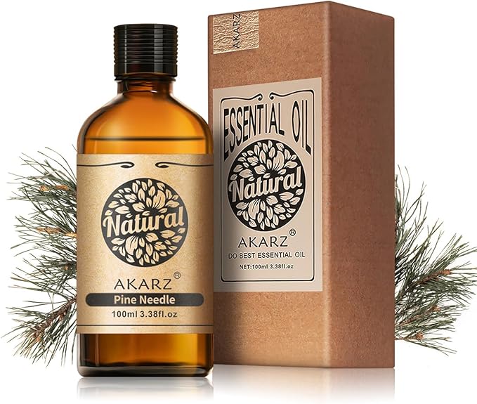 AKARZ 100ml Pine Needle Essential Oil Natural Pine Needle Oil Pure for Candle Making,DIY Skincare Products Massage,Home Spa Relaxation