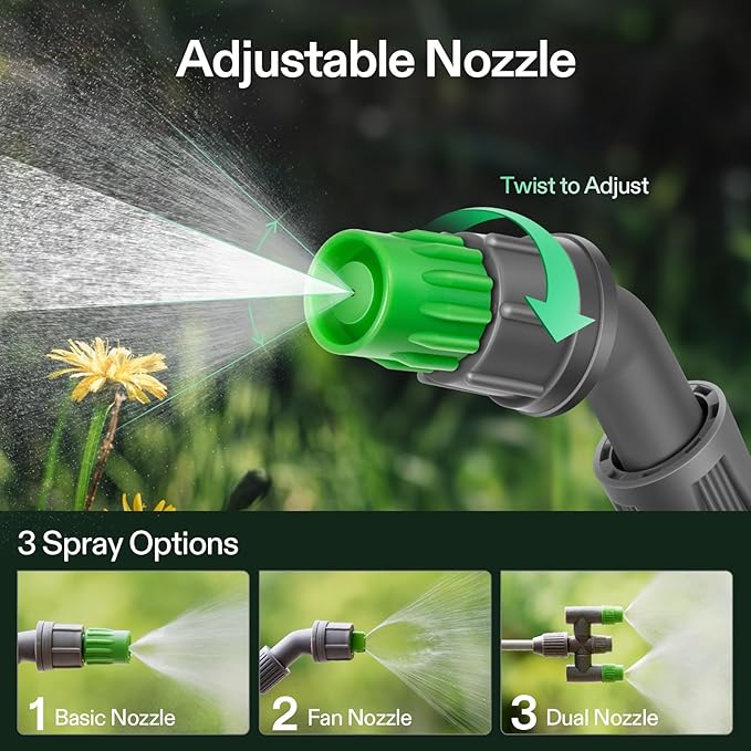 VIVOSUN 1.8 Gal/7L Pump Sprayer, Garden Water Sprayer for Plants, Weeds & Lawn Care, with 3 Nozzles, 50'' Long Hose & Pressure Relief Valve