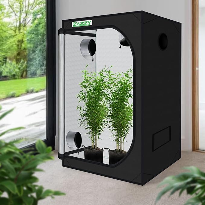 zazzy Grow Tent 60"x60"x78" Hydroponic Grow Tents Heavy Duty Dark Room Grow Reflective Mylar Grow Tent with Window & Floor Tray for Indoor Plant Growing