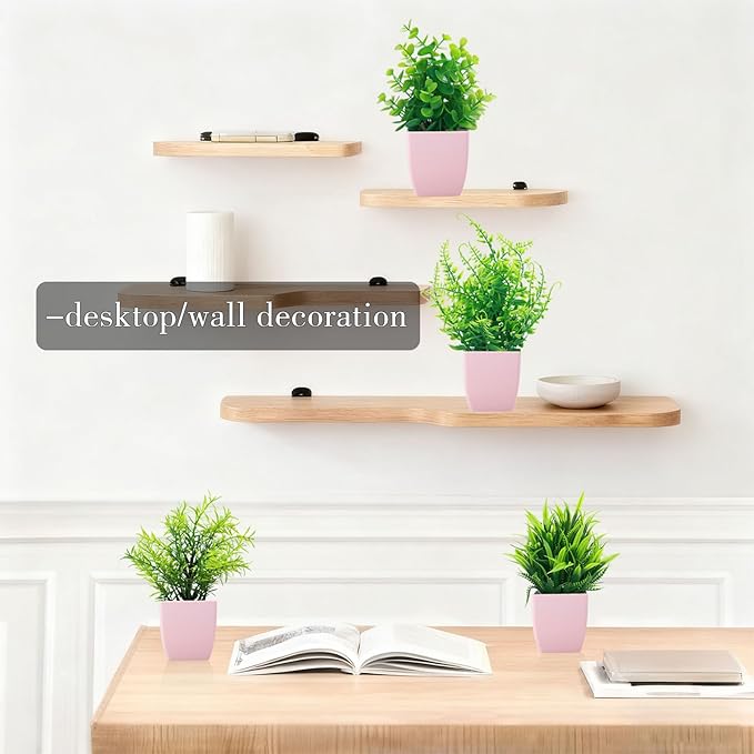 GREENTIME 4 Pack Fake Plants in Pink Pot Mini Artificial Eucalyptus Potted Plant Small Faux Grass Greenery Potted for Indoor Home Office Farmhouse Bathroom Table Decoration