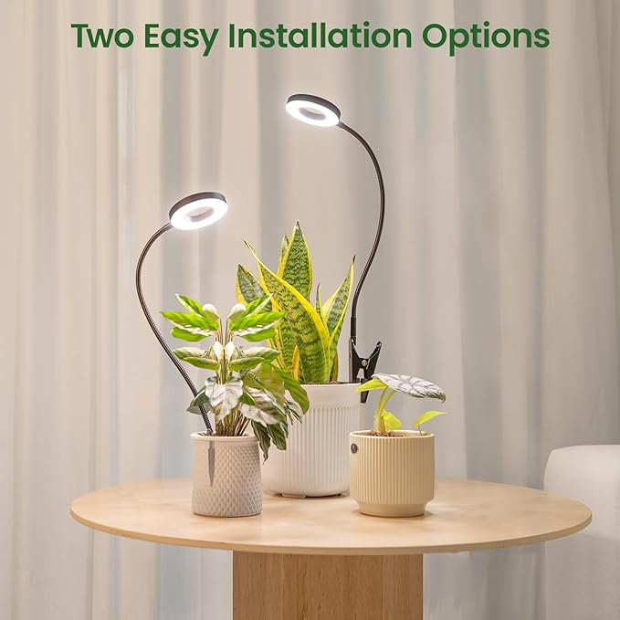 LORDEM Indoor Plant Grow Lights with 6/8/12/16H Auto Timer, 3 Spectrum Modes, Full Spectrum LED, Adjustable Height, for Small Plants, 3Pack Black