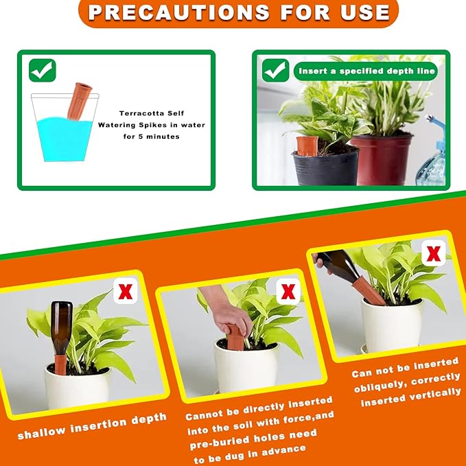 TKSCUSR Plant Self-Watering Stakes-15 Pack Terracotta Automatic Plant Waterer Devices Auto-Water Irrigation System for Indoor/Outdoor Plants