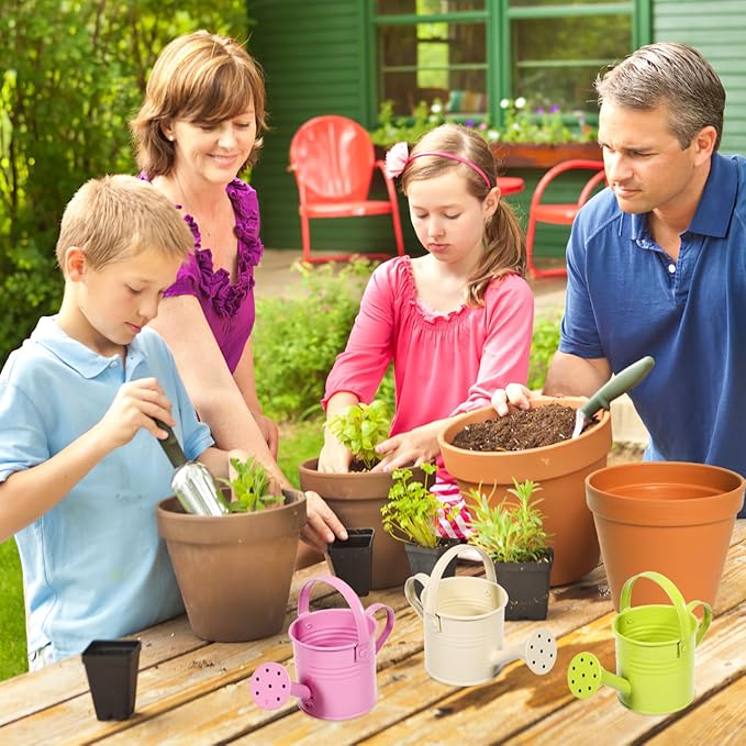 5PCS Mini Watering Cans Kids Metal Watering Can for Indoor Plants, Small Water Can Toddler Gardening Tool Beach Play, Multifunctional Cute Metal Jug for Craft Colorful Home Decor Flower Bucket