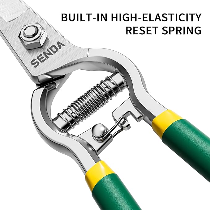8" Pruning Shears, Dual-Color Coated Garden Scissors with Non-Slip Ergonomic Handle, Bypass Pruning Shears for Gardening, Trimming & Branch Cutting