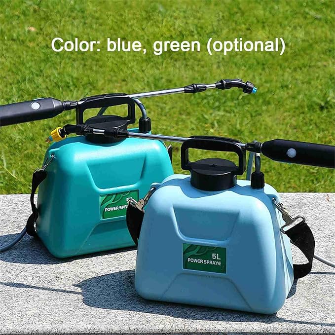 Garden Sprayer 5L, Shouldered Sprinkler with Telescopic, Handheld Electric Plant Spray Bottle, Atomizing Watering Bottle for Car Cleaning Pesticides Insecticides, Blue