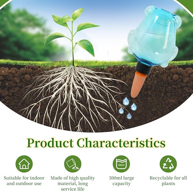 3 Pack Plant Self Watering Globes Top Fill for Indoor Plastic Water Bulbs Slow Release Terracotta 13oz Self Watering Planter Insert Automatic Drip Irrigation Water Spikes Stakes Devices System