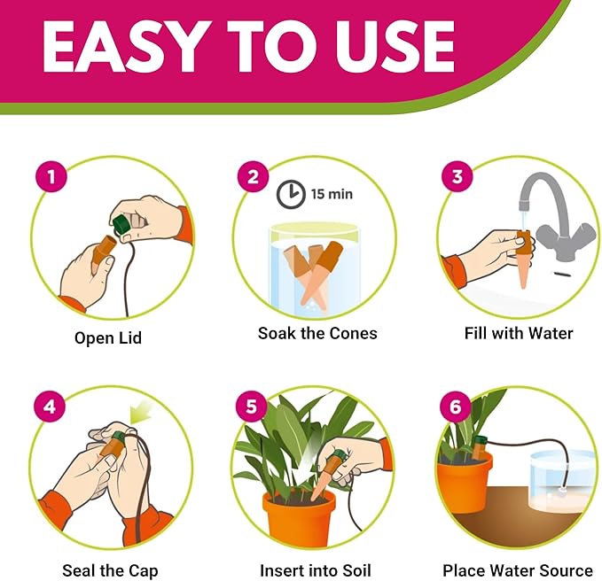 Blumat Plant Watering Devices | Classic XL Self Watering Planter Insert | Automatic Drip Plant Watering Stakes for Pots | Prevents Overwatering and Underwatering for Healthy Growth | 4 Pack
