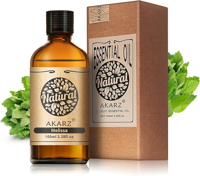 AKARZ 100ml Melissa Essential Oil Natural Melissa Oil Pure for Candle Making,DIY Skincare Products Massage,Home Spa Relaxation
