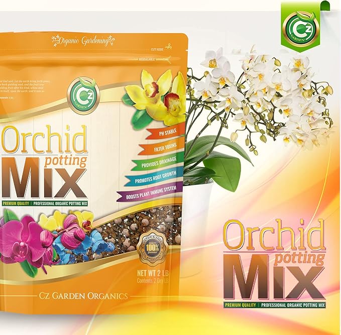 Orchid Potting Mix - Made in USA - Premium Grade Recipe for Proper Root Development - Phalaenopsis, Cattleyas, Dendrobiums, Oncidiums and More! Fir Bark, Charcoal, Coconut Husk, Clay Pebbles