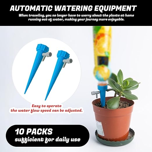 10 Pack Self Watering Spikes for Plant Drip Irrigation System with Adjustable Valve Automatic Waterer for Indoor & Outdoor Pots Self Watering Planter Insert Alternative to Watering Globes