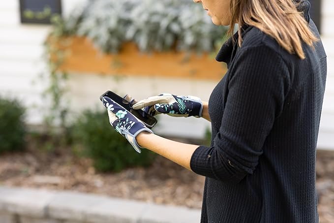 Digz Women's Small Outdoor and Work Gardener Gloves, Spandex, Navy Blue