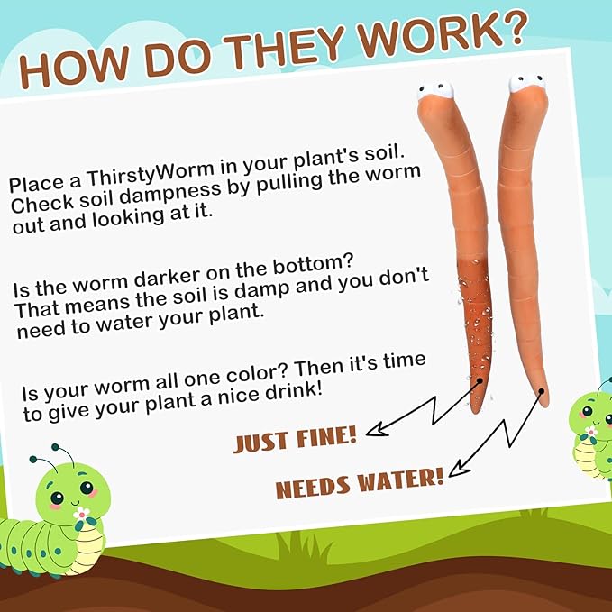 Relaxweex 12 Pcs Water Sensor Ceramic Worm The Potting Shed Worm Water Sensor Plant Decoration Moisture Monitor Gardening Houseplant Humidity Meter Fun Gardening Gift for Your Potted Plant (6 Inch)