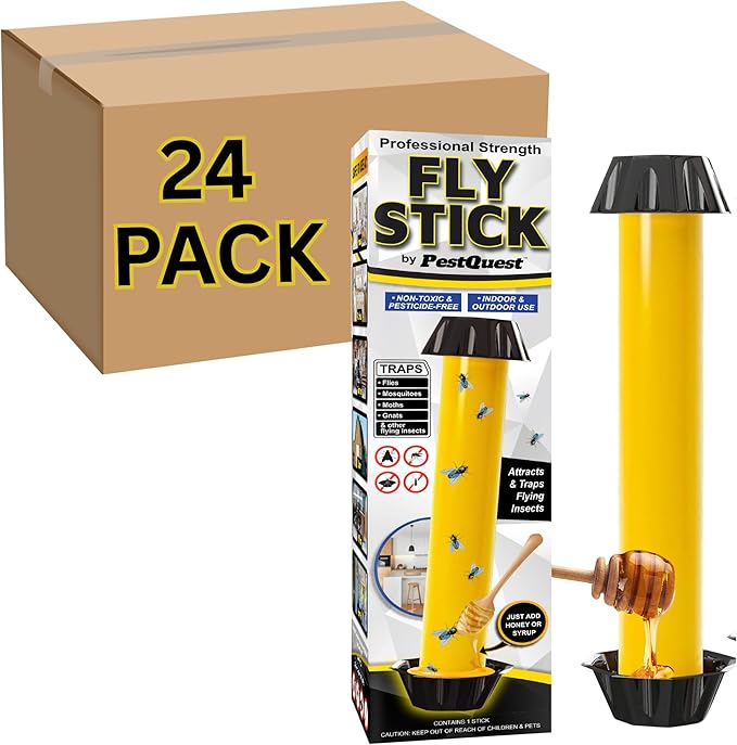 24pk Sticky Fly Stick, Fly Stick for Mosquitoes, Sticky Trap for Flies Gnats Wasp Flying Insects, Bug Catcher, Indoor or Outdoor Use, Ready to Use Home