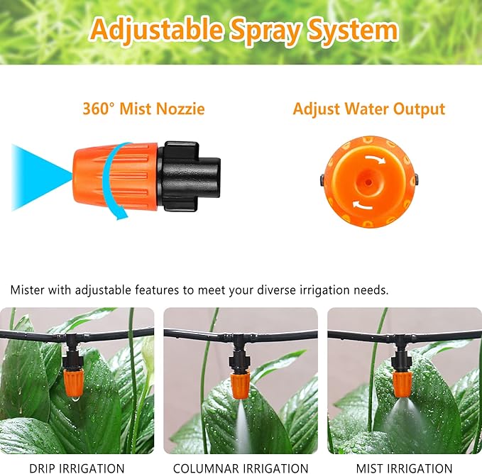 Drip Irrigation Fittings Kit for 1/4" Tubing, 220 Pcs Drip Line Connectors for Drip Systems - Valves, Nozzles, Micro Drips, Single barbs, 4 Way Cross, Tees, Couplings, End Plugs, Elbows, Hose Stakes