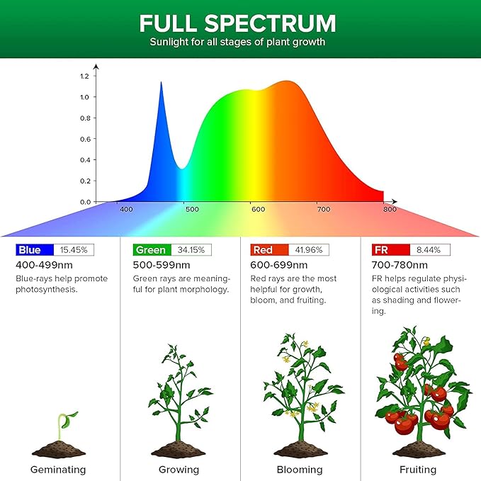 SANSI LED Grow Lights for Indoor Plants 1-Pack + 10W Grow Bulbs 2-Pack, Lifetime Free Bulb Replacement, 300W Full Spectrum Dual Gooseneck Clip Plant Grow Light, Plant Light with Timer 4/8/12 Hrs