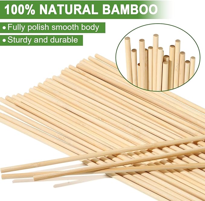 AUGSHY Bamboo Plant Stakes 18 Inch, 64 PCS Natural Bamboo Garden Stakes for Plants and Plant Support Stakes for Indoor Outdoor Plants Tomato Vegetable Beans Potted Climbing Plants