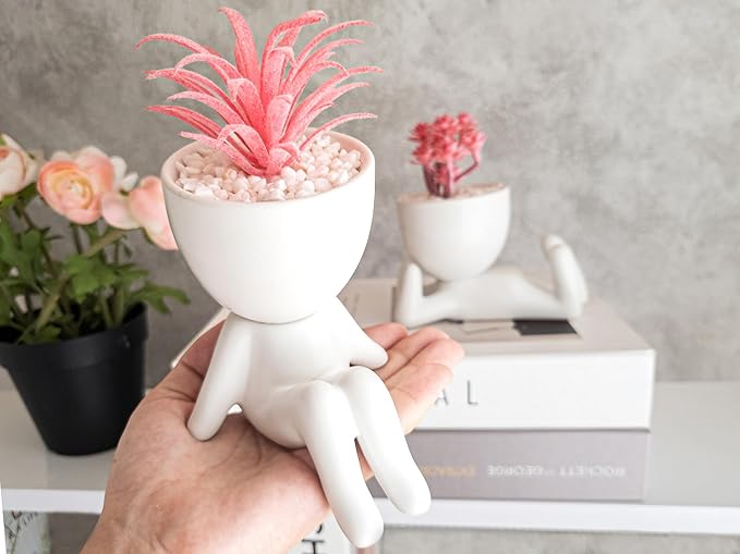 Small Fake Plant Office Decor for Women - Pink Gifts for Women - Cute Office Decor - Pink Decor for Office Decorations - Succulents Fake Plants for Shelf Decor - Office Supplies