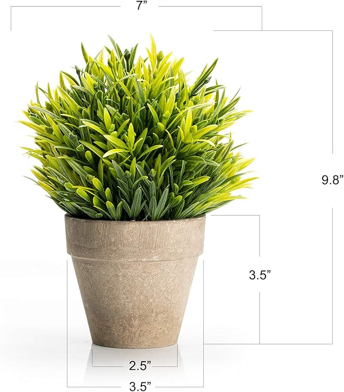 Velener Artificial Grass Potted Plant - Emerald Green Home Decor, Pumpkin Topiary Outdoor & Indoor Fall Plants Home Decor Accents, Coastal Kitchen, Countertops, Classroom, Farmhouse Christmas Decor