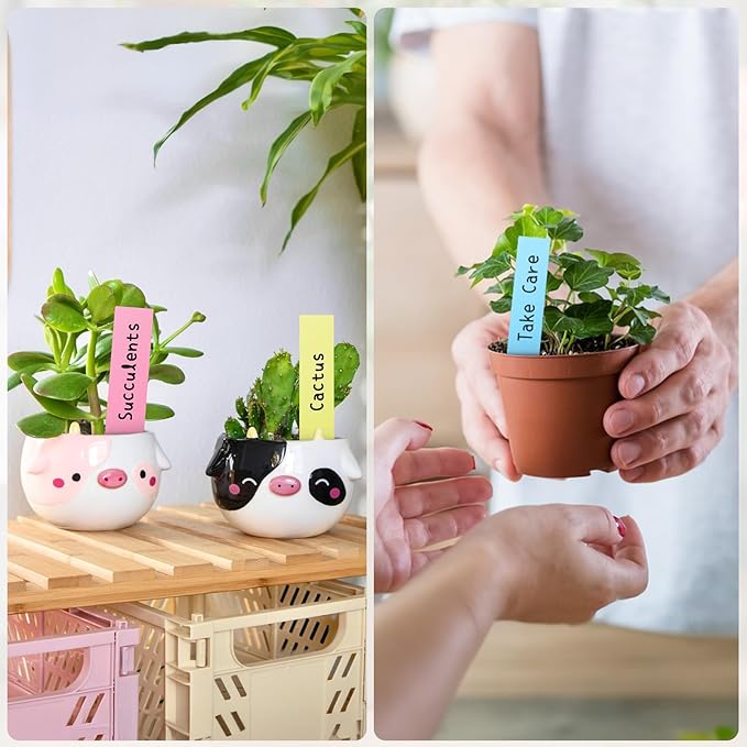 KINGLAKE GARDEN 200PCS 4 Inch Plastic Plant Labels Plant Name Tags,Colorful Garden Marker Vegetable Gardening Tags Nursery Plant Tag for Outdoor Garden Waterproof with Permanent Marking Pen