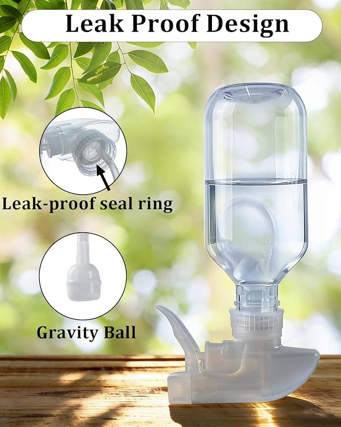 2 Pack 360° Spray Bottles, 10 oz Plastic Small Containers with Adjustable Spray Nozzles, Spray Bottles for Hair, Cleaning Solutions, BBQ and Plants Clear
