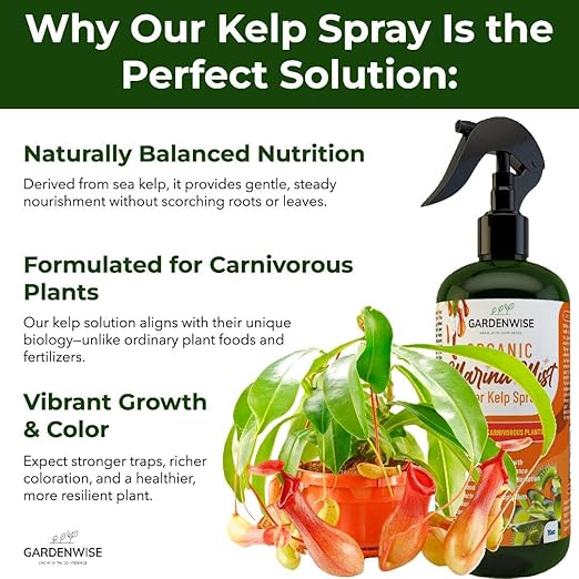 GARDENWISE 100% Organic Marina Mist Carnivorous Plant Food | Liquid Kelp Foliar Spray for Plants - Kelp Fertilizer for Venus Flytraps, Sundew, Butterworts, Pitcher Plants 16 Oz