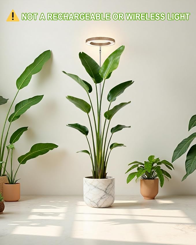 yadoker Plant Grow Light,LED Growing Light Full Spectrum for Indoor Plants,Aluminum Coffee Wood Grain Plant Lights,Height Adjustable, Automatic Timer, 5V Low Safe Voltage