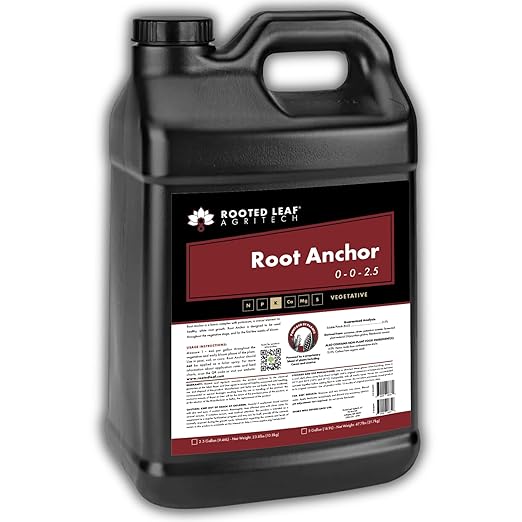 Root Anchor - Carbon Based Humic and Kelp Fertilizer, Nitrogen Free with Potassium to Improve Soil and Enhance Plant Growth for Garden Plants Grass Lawns - 2.5 Gallon