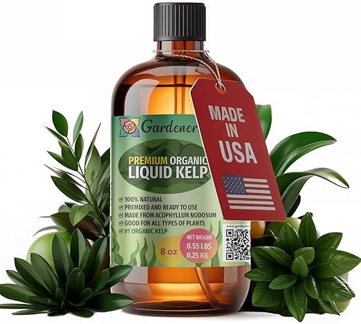 Premium Organic Liquid Kelp Fertilizer by GARDENERA - 8 oz - Unlock The Power of Seaweed Fertilizer for Vegetables, Trees, Lawns, Shrubs, Flowers, Seeds & Plants