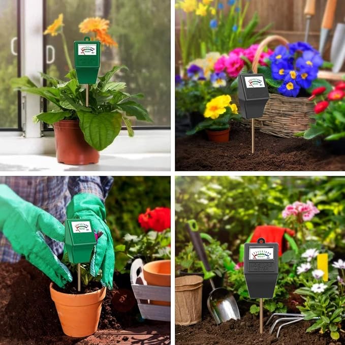 Soil Moisture Meter,2 Pack Plant Hygrometer Moisture Sensor Plant Water Monitor for Potted Plants,Garden,Farm, Lawn(No Battery Needed)-Green+Black