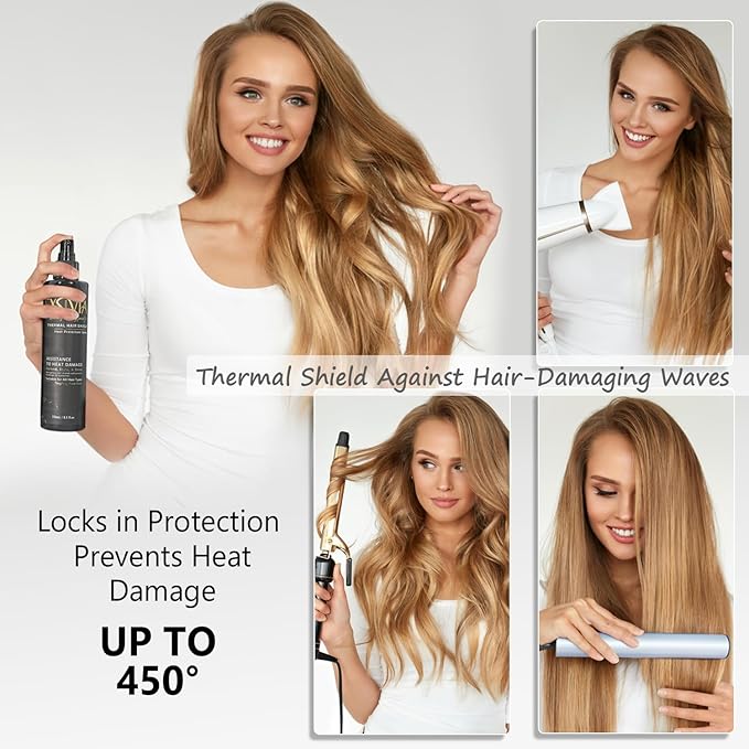EXSIVIA Heat & Color Protection Hair Spray with Castor Oil Musk Fragrance, Frizz-Free Shine, Thermal Protection, Paraben-Free 250mL