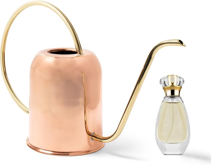 Copper Watering Can Indoor Plants - 48oz Long Spout Precise Small Water Can for Plants, Bonsai, Succulents, Houseplants, or Garden - Metal Inside or Outdoor Plant Watering Cans by Kings County Tools