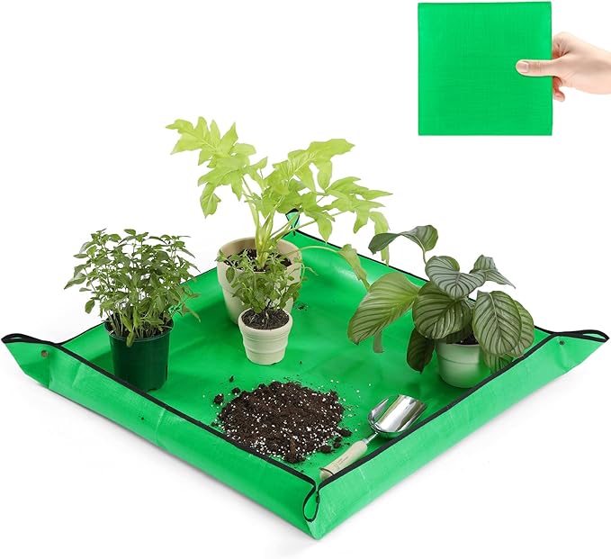 39.5"x39.5" Super Thick Repotting Mat for Indoor Plants - Tear-Resistant, Foldable, Double-Sided Waterproof Potting Mat for Mess-Free Indoor Gardening