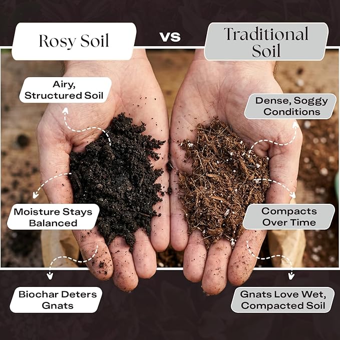 Rosy Soil Biochar Booster - Biochar Soil Amendment for Flowers and Vegetable Gardens - Horticultural Charcoal for Outdoor and Indoor Plants - Biochar Supplement for Potting Soil & Potting Mixes - 8qt