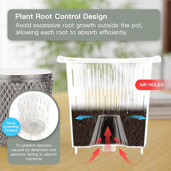 QCQHDU Self Watering Hanging Pots, 2 Pack 5.7 Inch Hanging Planters for Plants Indoor, Flower Pots with Drainage Holes and 3 Hooks Chains for Garden Home (Gray)