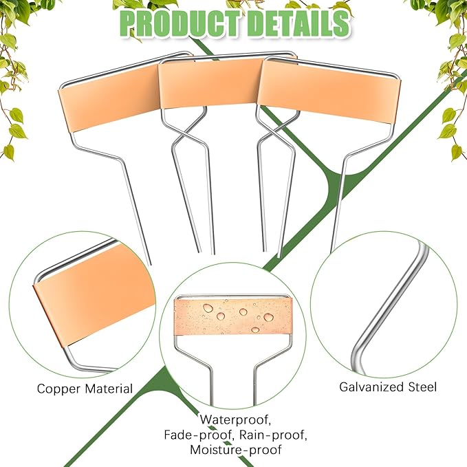 Moxweyeni 60 Pcs Metal Garden Tags Plant Labels for Garden Waterproof Plant Markers with 2 Permanent Pen Planting Nursery Tags Reusable Labels Stake for Plants (Copper,6 Inch)