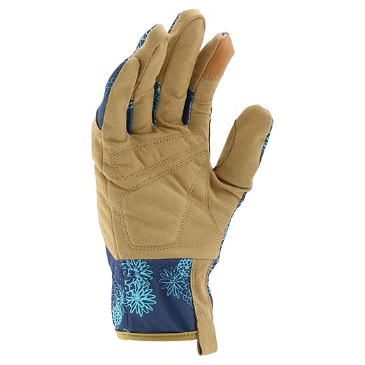 Miracle-Gro Women's High-Dexterity Gardening Work Gloves, Touchscreen Technologies, Abrasion Resistant, Comfort, Blue/Tan, Small (MG86207/WSM)