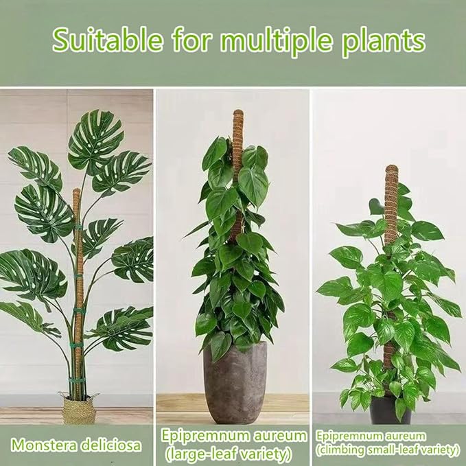 Moss Pole,2 Pack 27 Inch Monstera Plant Support, Upgraded 7mm Aluminum core Moss Poles for Climbing Indoor Plants DIY, Coco Coir Plant Pole Moss Plant Stick Support Stake Kit for Potted Plants Pothos