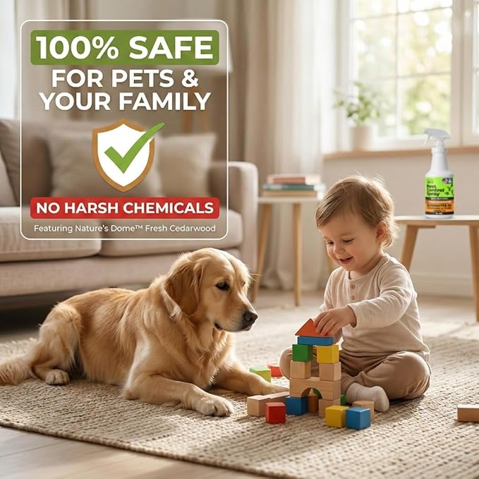 Nature’s Dome Cedarwood Oil Pest Control Spray 16 Oz |100% Natural Ant Killer & Bug Spray for Indoor & Outdoor Use | Eco-Friendly Bug Spray for Flea, Ticks, Ant & Mosquitos | Safe for Pets and Kids