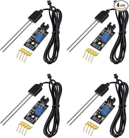 Soil Moisture Sensor, Icstation Humidity Detector, with Corrosion Resistant Probe, Digital Analog Signal Output for Arduino Raspberry Pi Garden Automatic Watering System (4Sets)