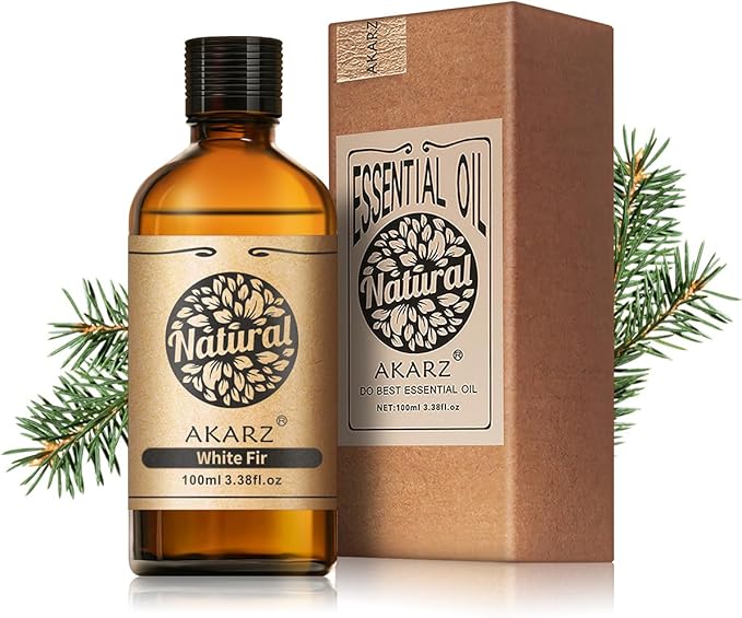 AKARZ 100ml White Fir Essential Oil Natural White Fir Oil Pure for Candle Making,DIY Skincare Products Massage,Home Spa Relaxation