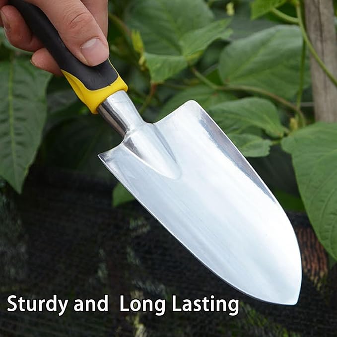 Garden Shovel Hand Trowel, Heavy Duty Gardening Tool with Ergonomic Handle, Non-Slip Soft Rubberized Handle Rust Resistant Garden Spade Garden Tools for Digging, Weeding, Planting, Transplanting